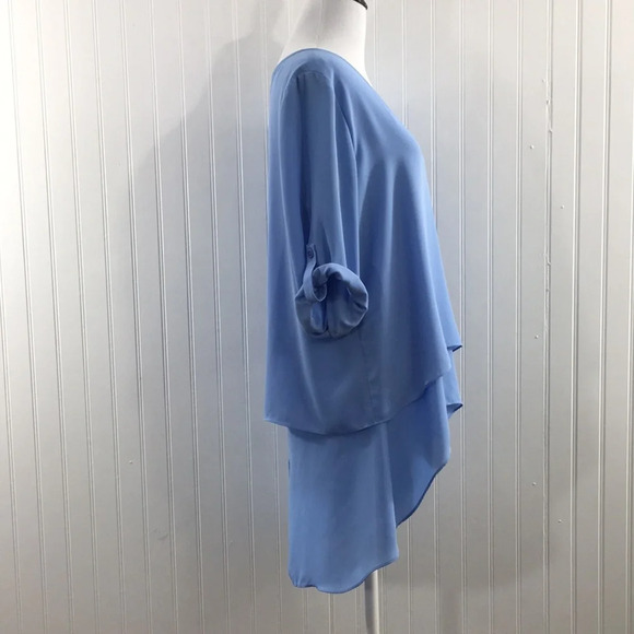 Chico's Blue Kathy Layered Top Womens 1 Medium Split Back Blouse - Picture 3 of 15